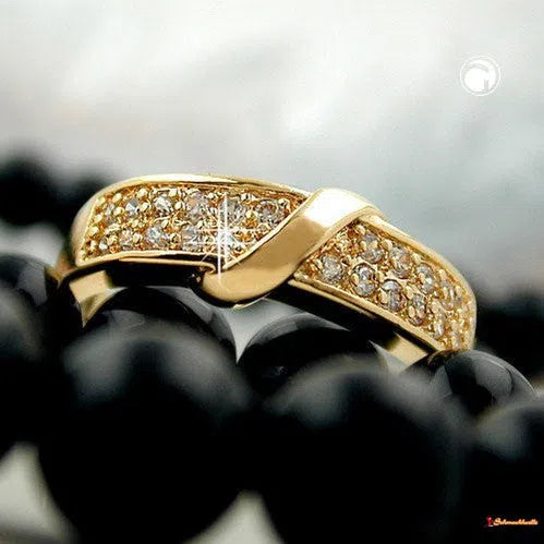 Ring Zirkonias gold-plattiert 3 Mikron-Ringe Zirkonia weiß - Doublé-Schmuckhoelle.com