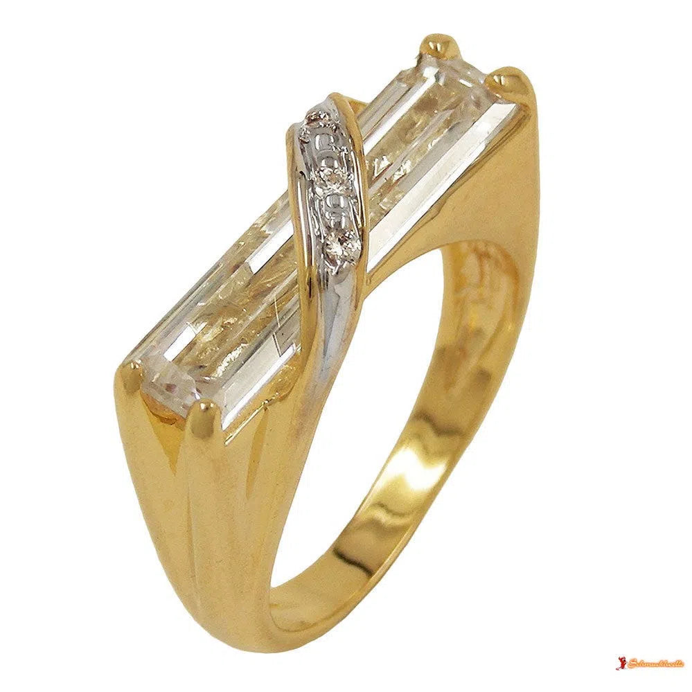 Ring mit 21x7mm großem Zirkonia 3 Mikron vergoldet-Ringe Zirkonia weiß - Doublé-Schmuckhoelle.com