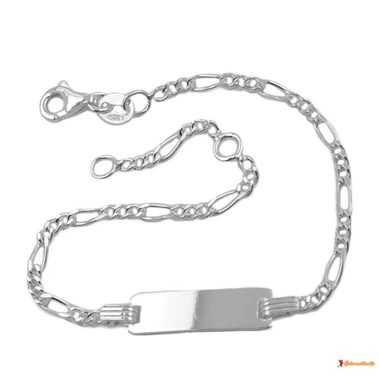 Schildarmband für Kinder 22mm Figarokette Gravurplatte 21x5mm Silber 925 16cm-Kinder-Armbänder Silber-Schmuckhoelle.com