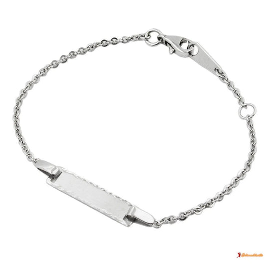 Schildband 21mm Anker mit Platte matt diamantiert rhodiniert Silber 925-Kinder-Armbänder Silber-Schmuckhoelle.com