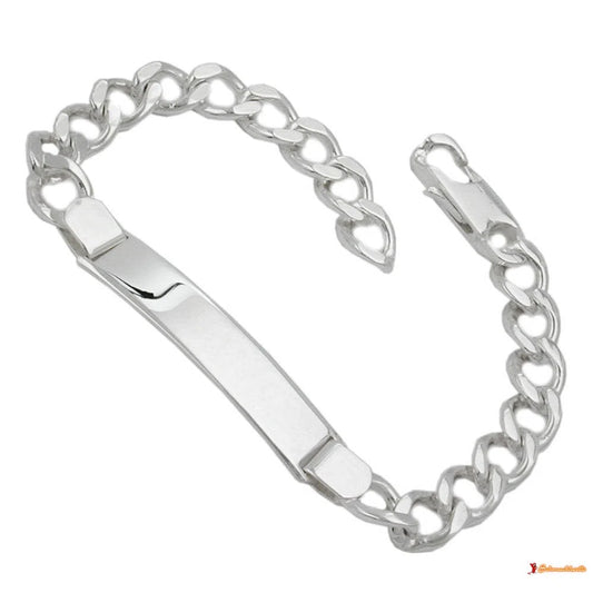 Schildband 8x3mm Weitpanzer Armband mit Gravurplatte 40x9x14mm Silber 925 20cm-Identitätsarmbänder Silber-Schmuckhoelle.com