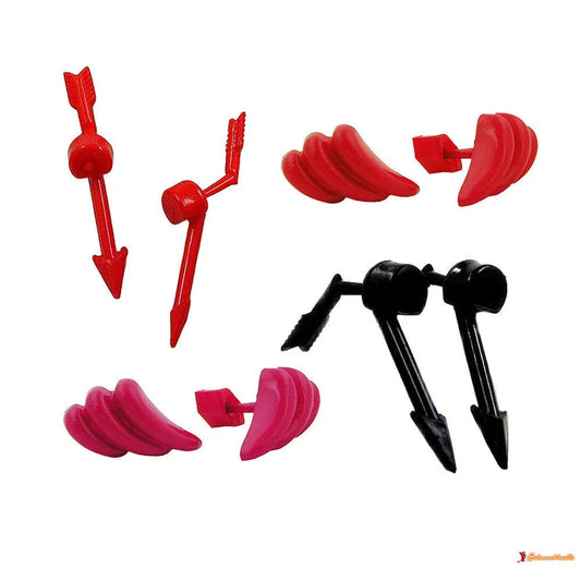 Set 4x Ohrstecker Modeschmuck pink rot schwarz aus Vollplastik-Ohrstecker Modeschmuck-Schmuckhoelle.com