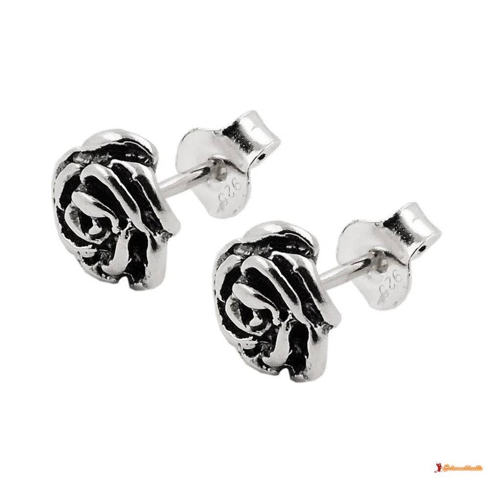 Stecker Blume geschwärzt Silber 925-Sonstige Stecker ohne Stein Silbe-Schmuckhoelle.com