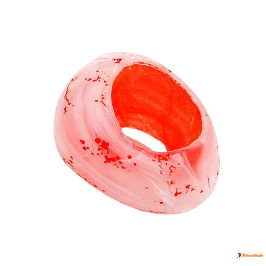 Tuchperle oval rot-weiß Struktur-Tuchringe Modeschmuck-Schmuckhoelle.com