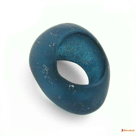 Tuchperle oval stahlblau-matt-silber-Tuchringe Modeschmuck-Schmuckhoelle.com