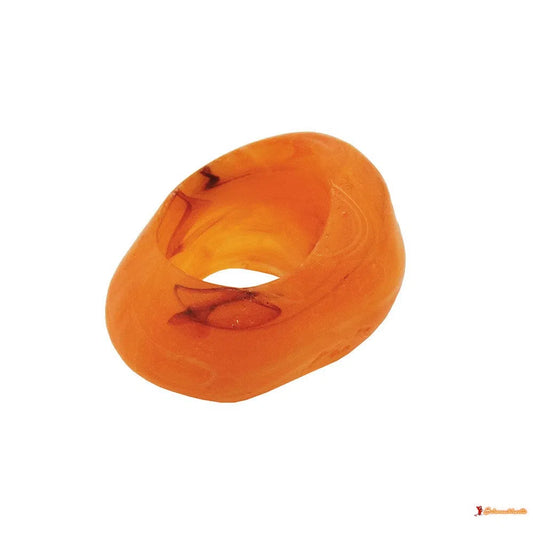 Tuchring 33x25mm Kunststoff Ringperle unrund 17mm-Loch orange-marmoriert matt-Tuchringe Modeschmuck-Schmuckhoelle.com