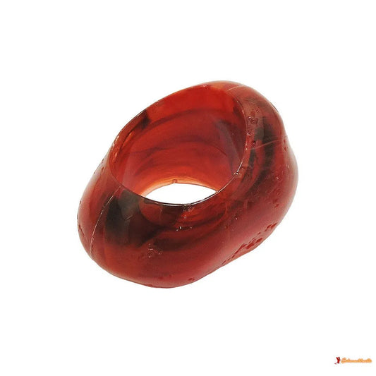 Tuchring 33x25mm Kunststoff Ringperle unrund 17mm-Loch rot-marmoriert glänzend-Tuchringe Modeschmuck-Schmuckhoelle.com