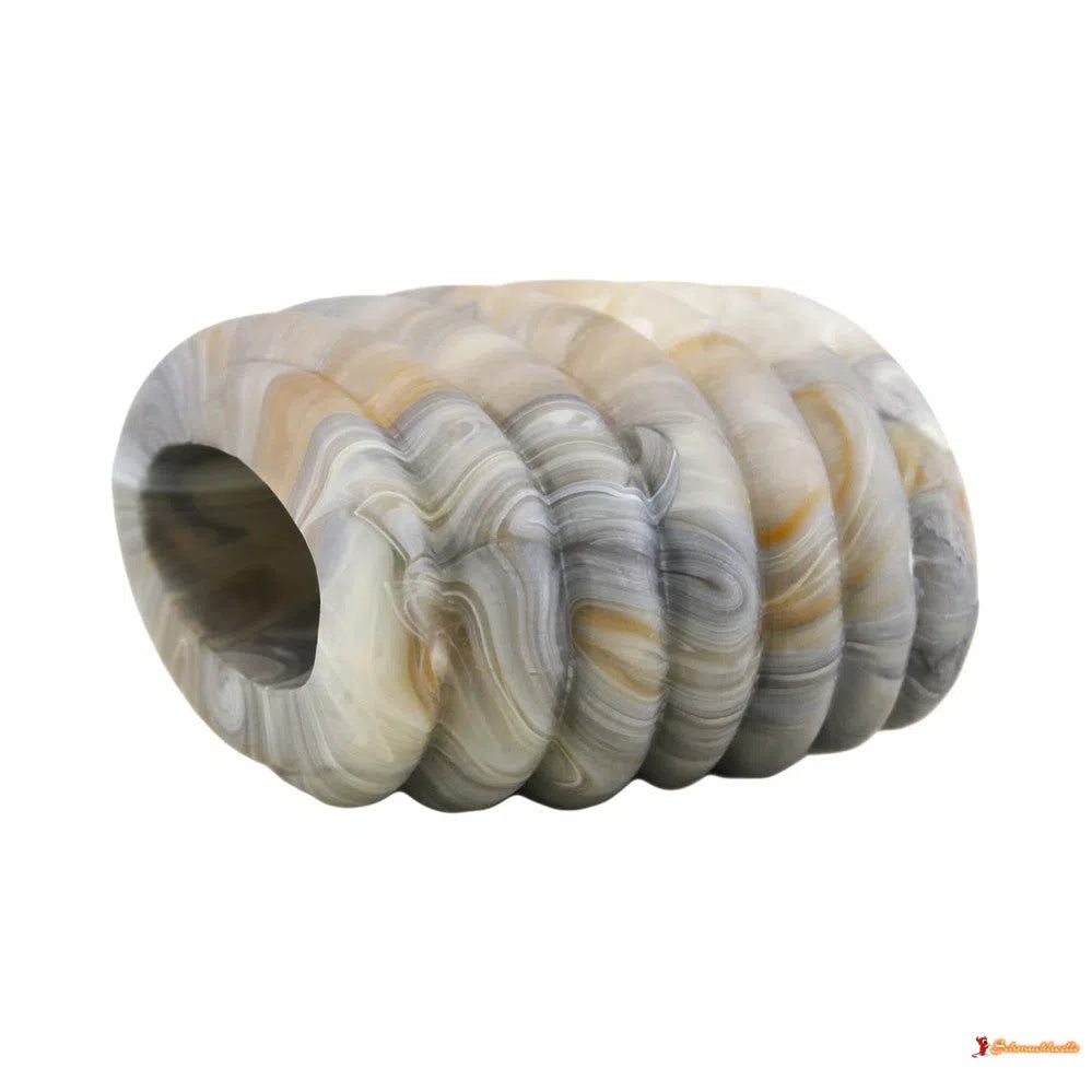 Tuchring 35x34x23mm Spirale Kunststoff grau-beige-marmoriert matt-Tuchringe Modeschmuck-Schmuckhoelle.com