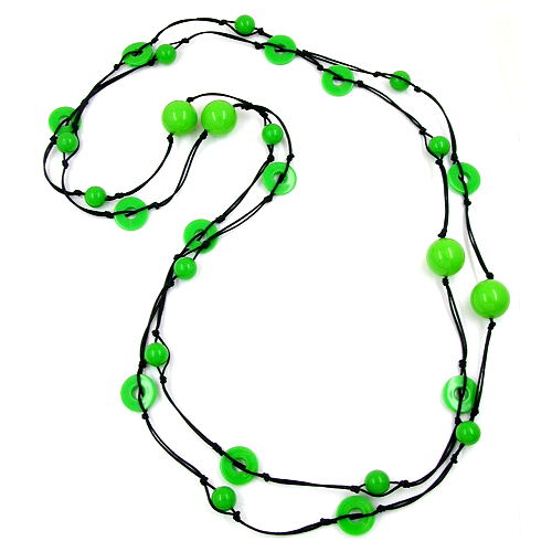 Kette Perle und Ring grün endlos